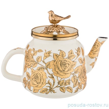 Чайник 1 л эмалированный белый &quot;Agness /Ренессанс /Розы&quot; / 211332