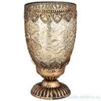 Подсвечник 11,5 х 11,5 х 21,5 см &quot;Дубай&quot; с металлическими элементами янтарный / 272877