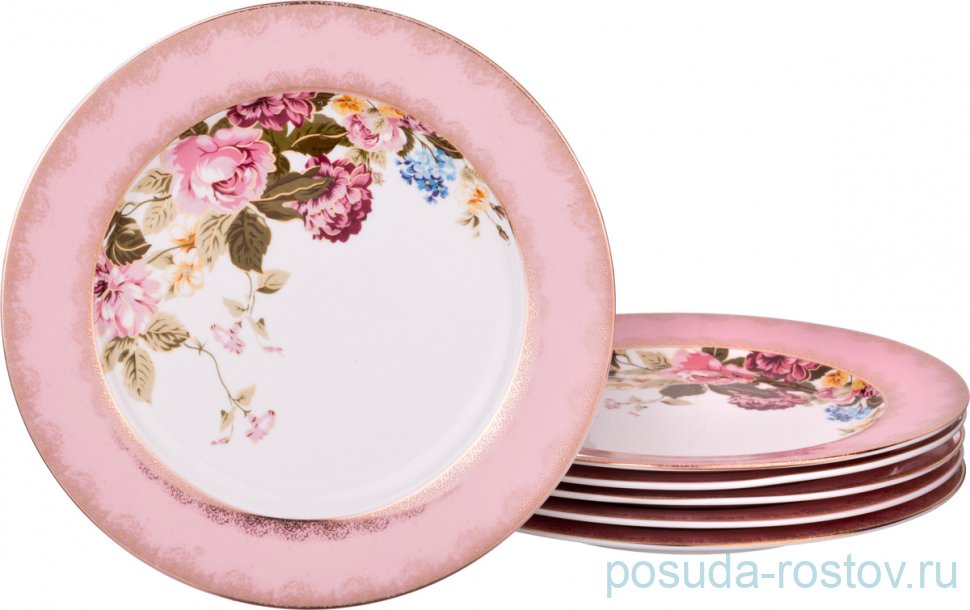 Набор тарелок 20 см 6 шт "букет /розовый" / 189689 Набор тарелок 20 см 6 шт "букет /розовый" / 189689