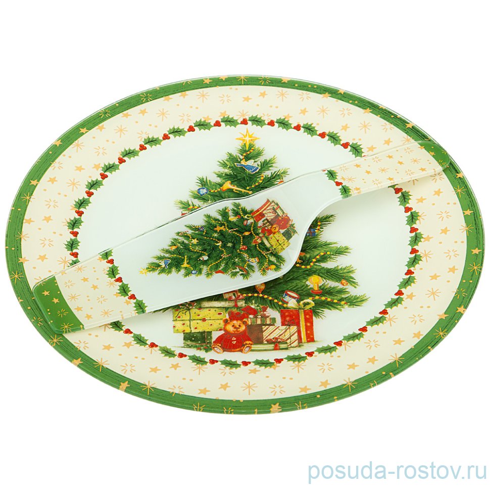 Тарелка для торта 28 см с лопаткой "Рождественская сказка" / 268431 Тарелка для торта 28 см с лопаткой "Рождественская сказка" / 268431
