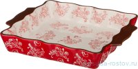 Блюдо для запекания 30 х 25 х 5 см &quot;цветы /красный&quot; / 191939