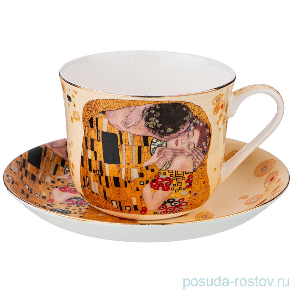 Чайная пара 500 мл 1 шт кремовая "поцелуй /г. климт" / 224394 Чайная пара 500 мл 1 шт кремовая "поцелуй /г. климт" / 224394