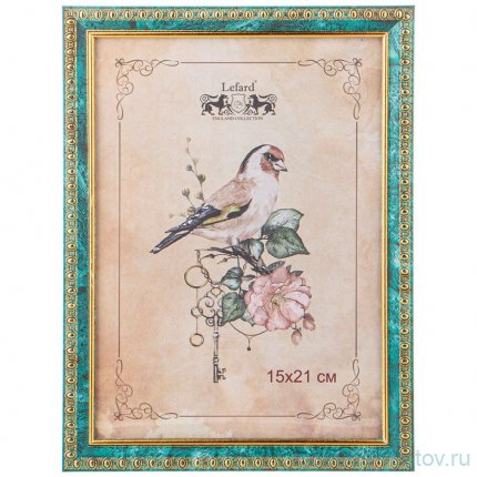 Фоторамка 15 х 21 см /рамка малахит с золотом / 329610