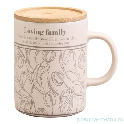 Кружка 400 мл с бамбуковой крышкой 8 х 10,9 см &quot;Sweet home&quot; / 368918