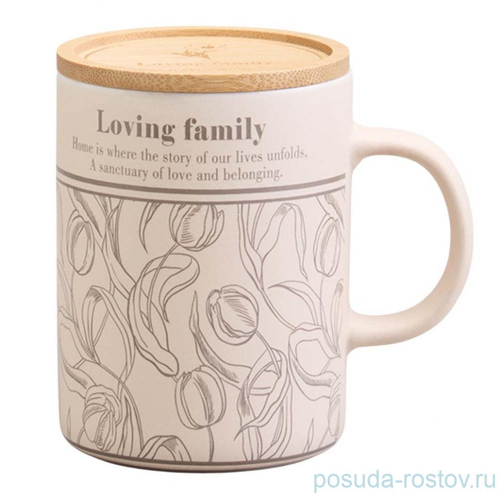 Кружка 400 мл с бамбуковой крышкой 8 х 10,9 см "Sweet home" / 368918