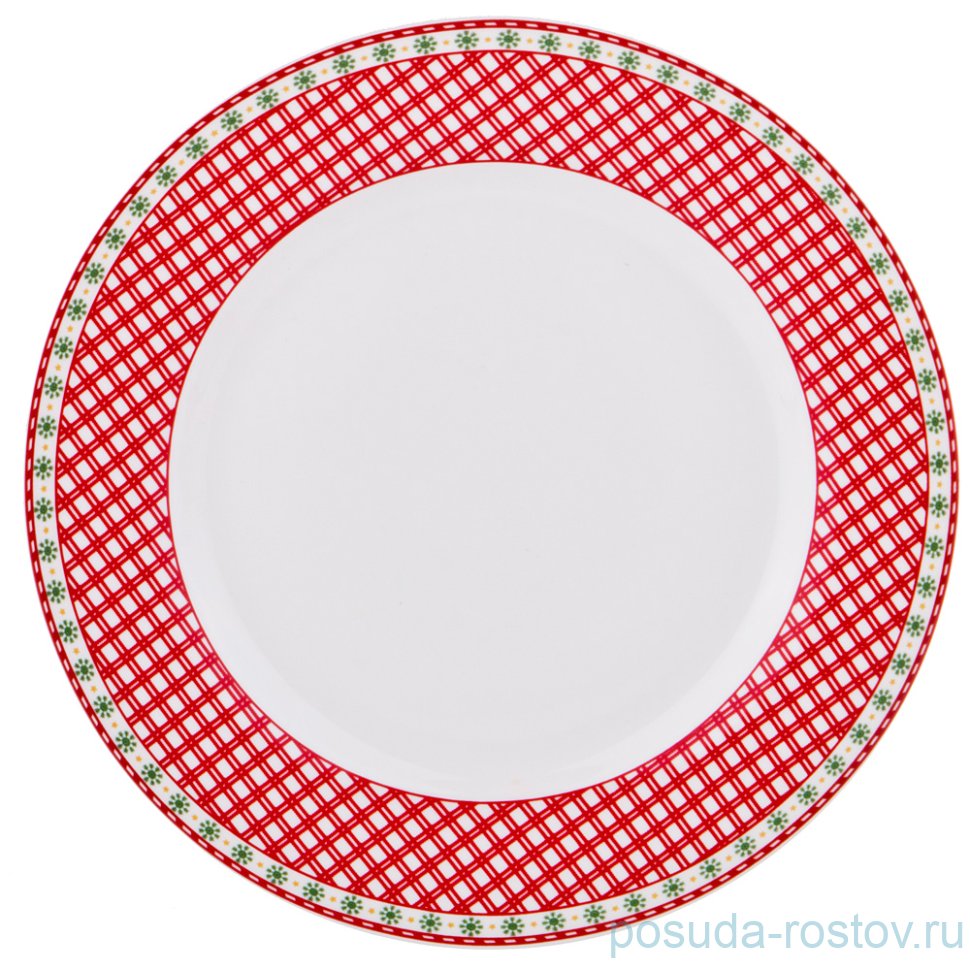 Тарелка 19 см 1 шт "С новым годом /Красная клетка" / 195421 Тарелка 19 см 1 шт "С новым годом /Красная клетка" / 195421