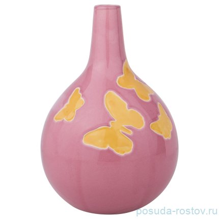 Ваза для цветов 25 см розовая &quot;Бабочки&quot; / 191979