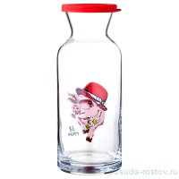 Графин для воды 700 мл с крышкой &quot;Свинка в шляпке&quot; / 259277