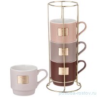 Набор кружек 330 мл 4 шт на металлической подставке &quot;Break time&quot; / 341152