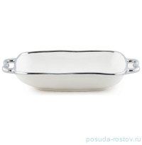 Блюдо 25 см с ручками глубокое прямоугольное &quot;Отводка платина&quot; / 335235