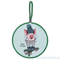 Подставка под горячее 14 см навесная с пробковой основой &quot;Happy New Year&quot; / 256583