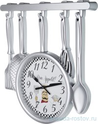 Часы настенные 34 х 32 см кварцевые серебро &quot;chef kitchen&quot; / 187943