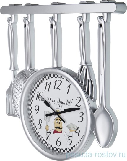 Часы настенные 34 х 32 см кварцевые серебро &quot;chef kitchen&quot; / 187943